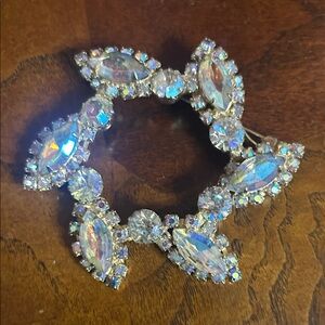 Elegant Gold Aurora borealisCrystal Brooch